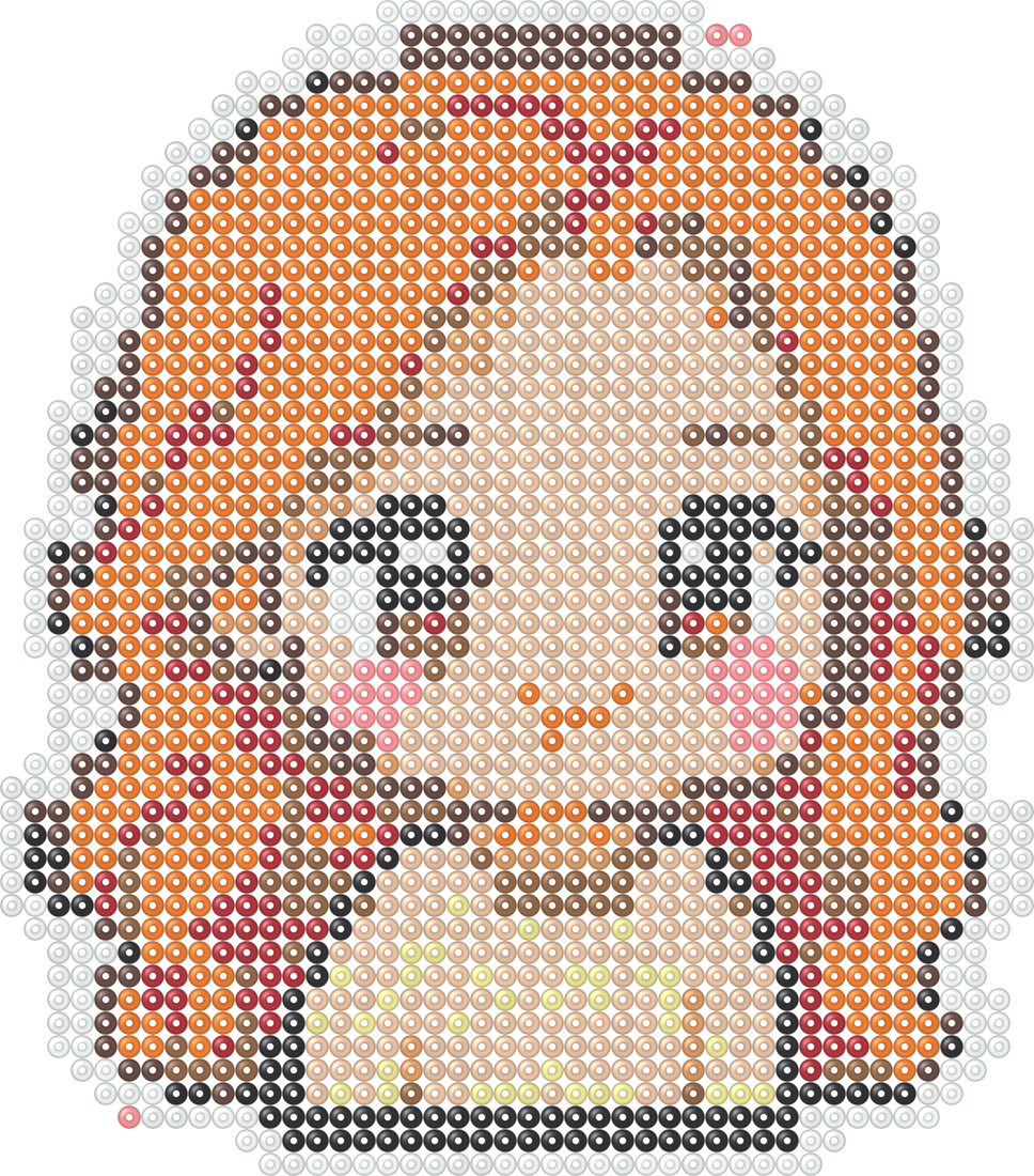 The sticker rendered as fuse beads
